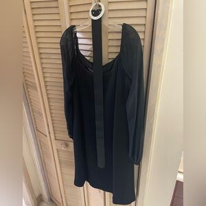 Black casual dress with belt